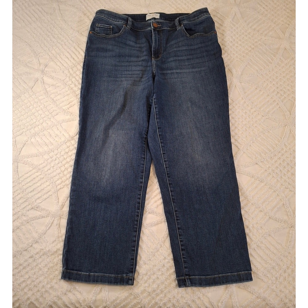 Lane Bryant Womens 14 Straight Ankle Jeans Blue Flex Magic Waistband Mid Rise